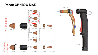 Форсунка ø 1,35 мм 40-70А арт. 2732 уп.(5 шт) для CP 180C